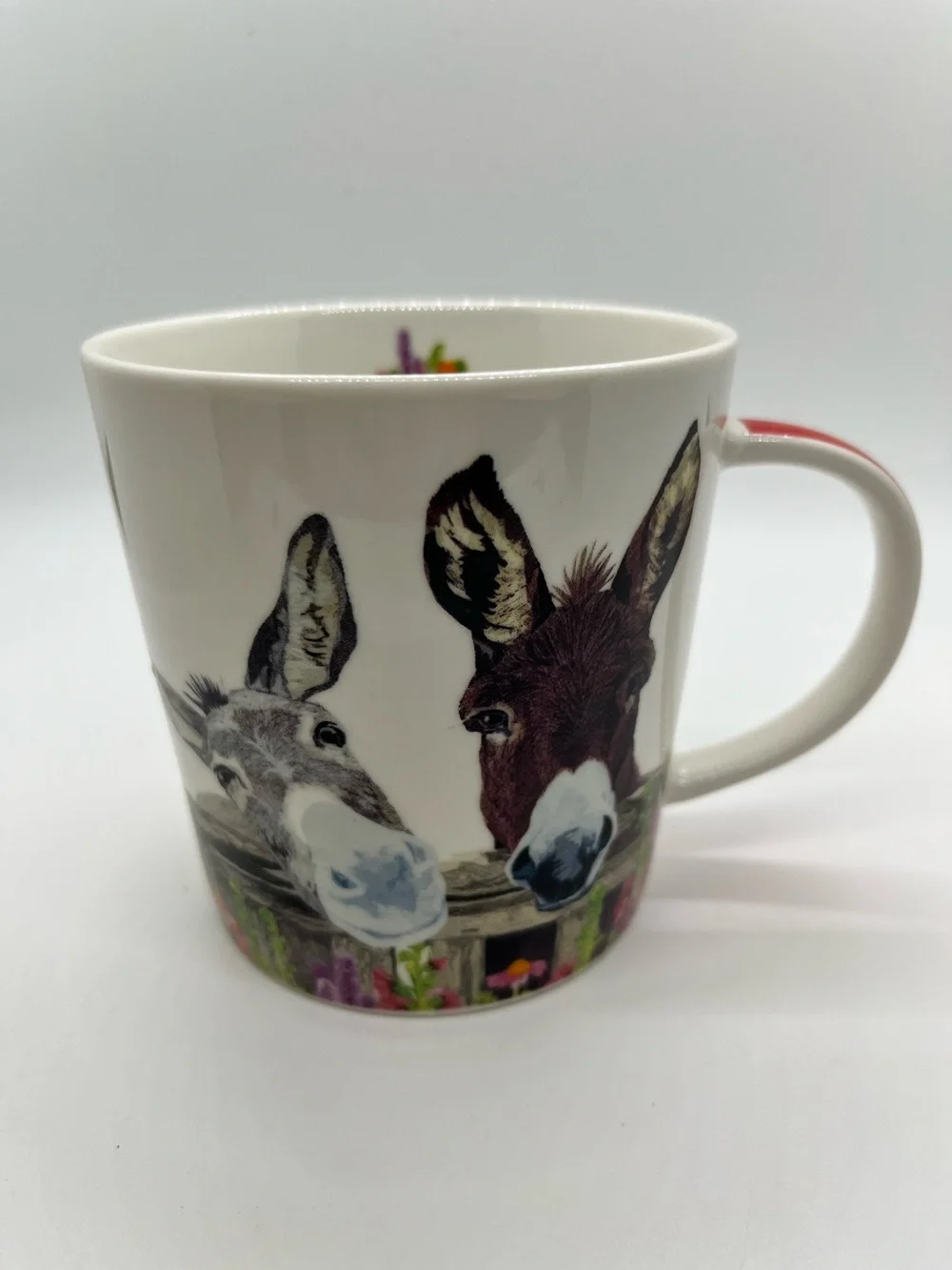 Two Can Art Adorable Donkey Coffee Mug with Red Handle